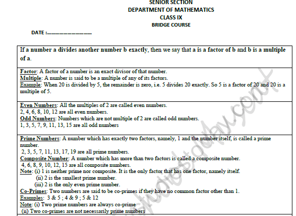 CBSE Class 8 Mathematics Factors And Multiples Bridge